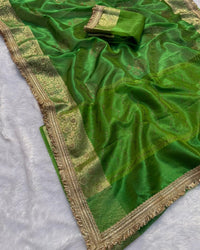 Blue Color Banarasi Tissue Silk Stone Work Saree