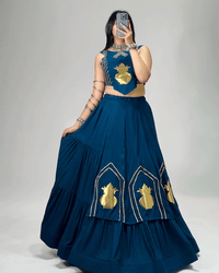 Four Color Beautiful Pure Rayon Cotton Navratri Lehenga Choli Set