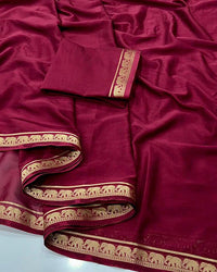 Vibrant Orange Color Mysore Crepe Saree