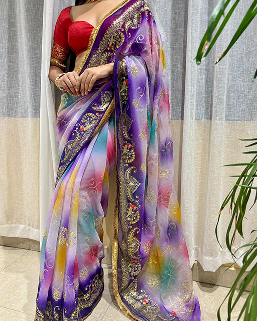Multi Color Premium Royal Georgette Saree