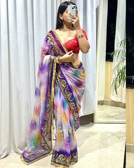 Multi Color Premium Royal Georgette Saree