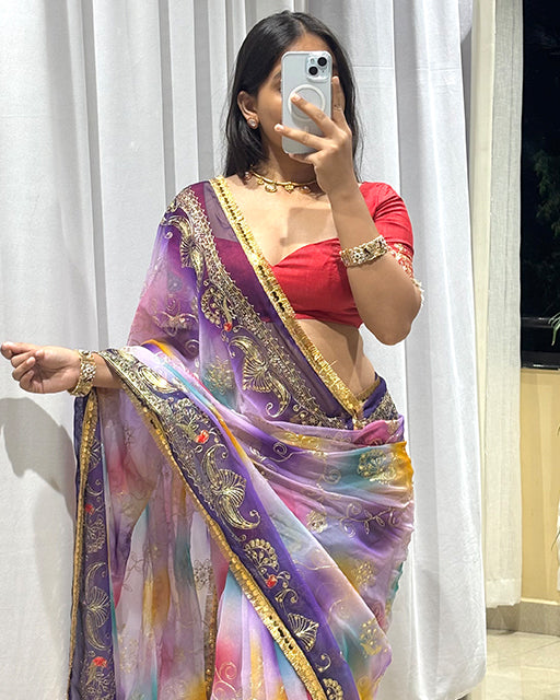 Multi Color Premium Royal Georgette Saree