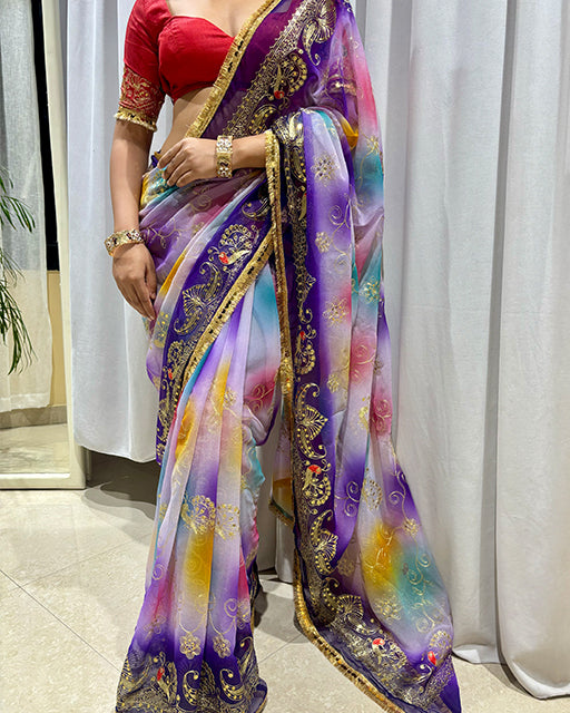 Multi Color Premium Royal Georgette Saree