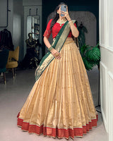 Green Color Paithani Kanchipuram Silk Zari Weaving Half Saree