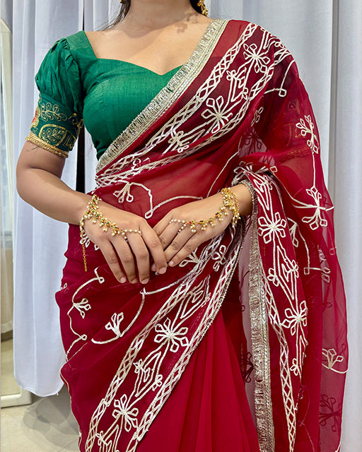 Maroon Color Royal Georgette Saree