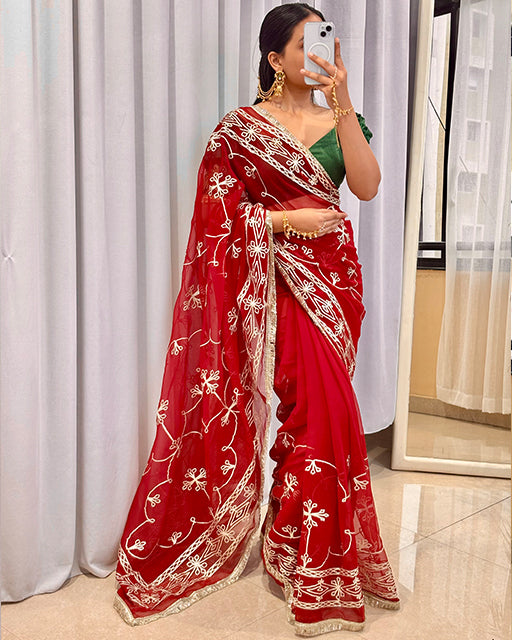 Maroon Color Royal Georgette Saree