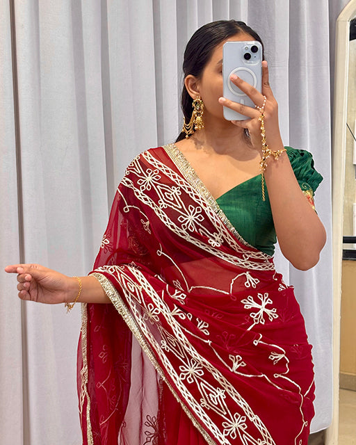Maroon Color Royal Georgette Saree