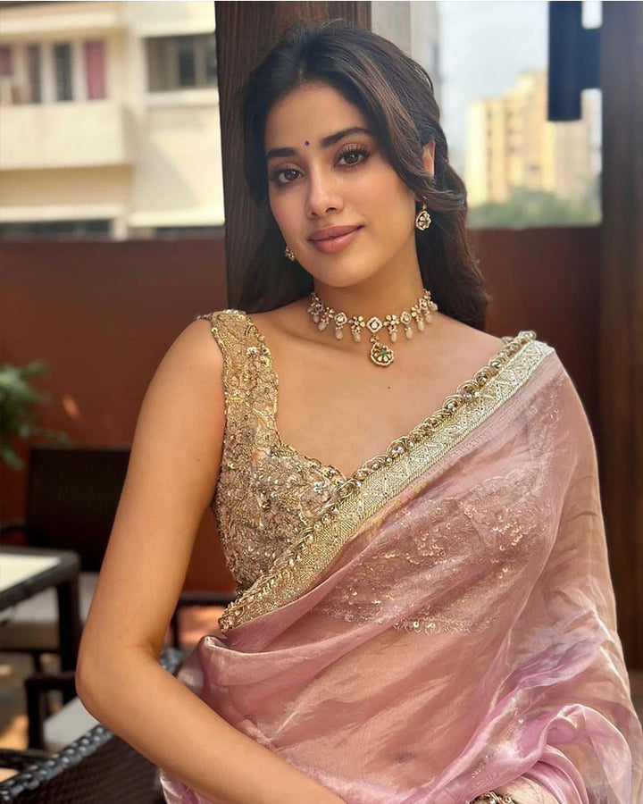 Jhanvi Kapoor Bollywood Inspired Tissue Saree