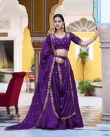 Designer Purple Color Nc Silk Embroidered Lehenga Choli