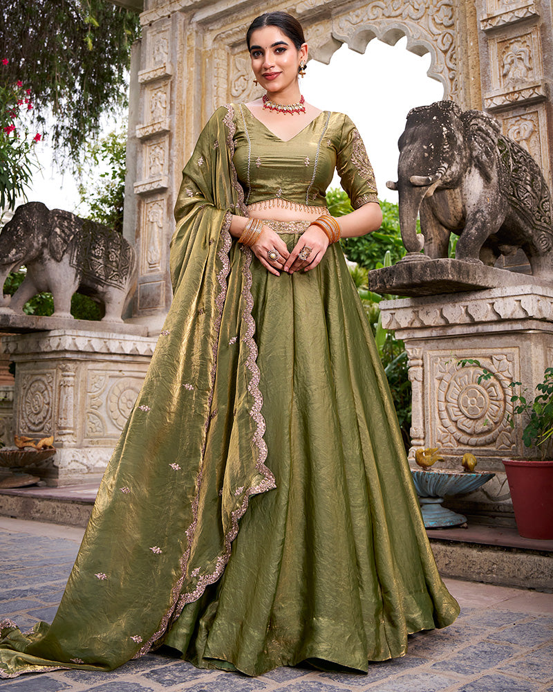 Mehndi Color Fendi Pastel Lehenga Choli