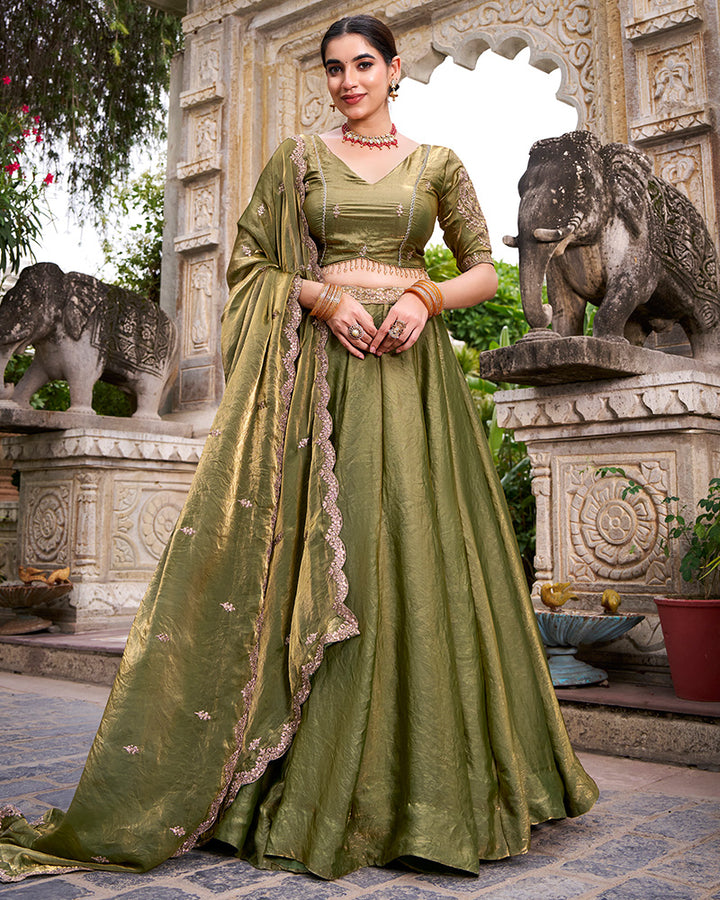 Mehndi Color Fendi Pastel Lehenga Choli