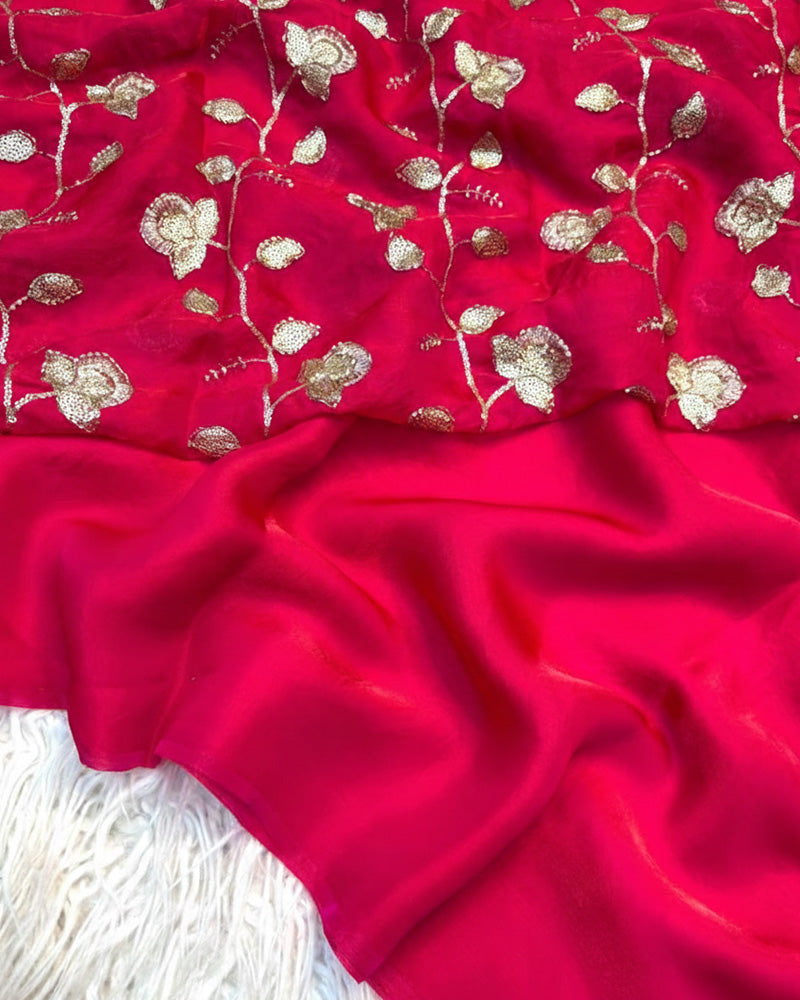 Orange Color Pure Space Silk Saree