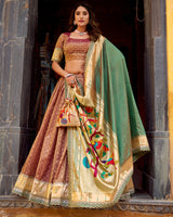 Brown Color Shimmer Organza Silk Lehenga Choli