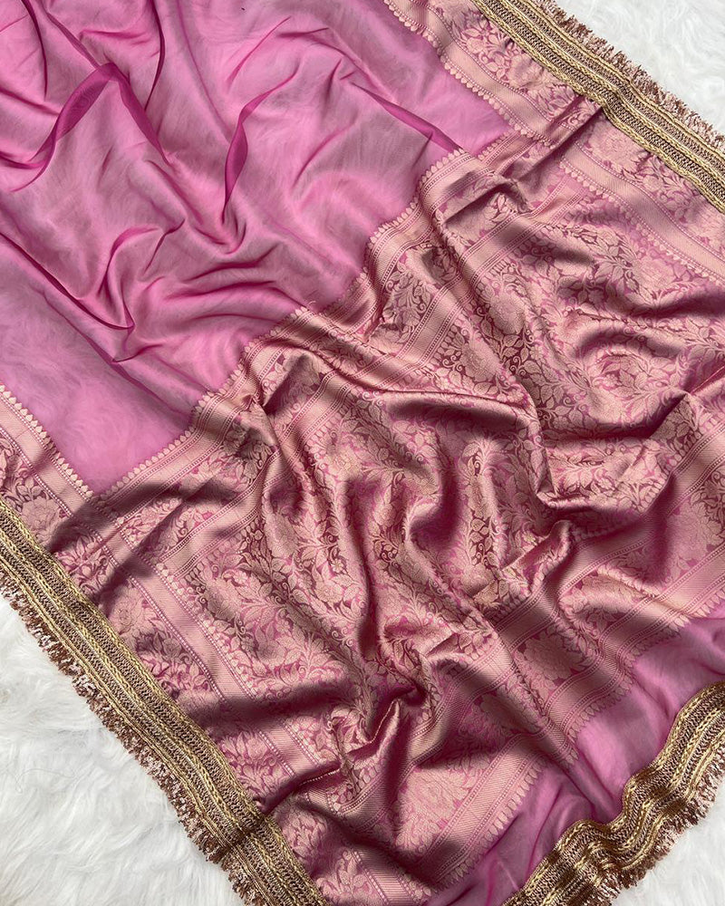 Pink Color Banarasi Tissue Silk Saree