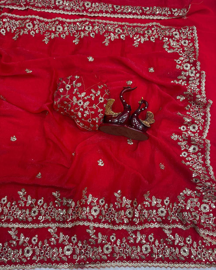 Vandana Kholiya In Brown Color Fendi Chiffon Sequence Embroidered Saree