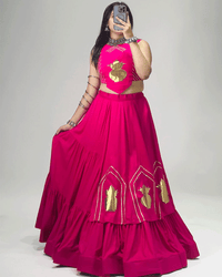 Four Color Beautiful Pure Rayon Cotton Navratri Lehenga Choli Set