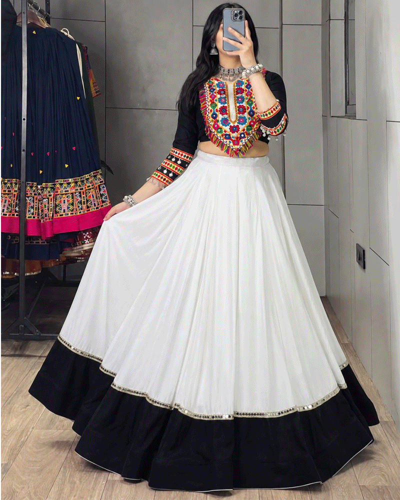 Four Color Rayon Cotton Navratri Lehenga Set