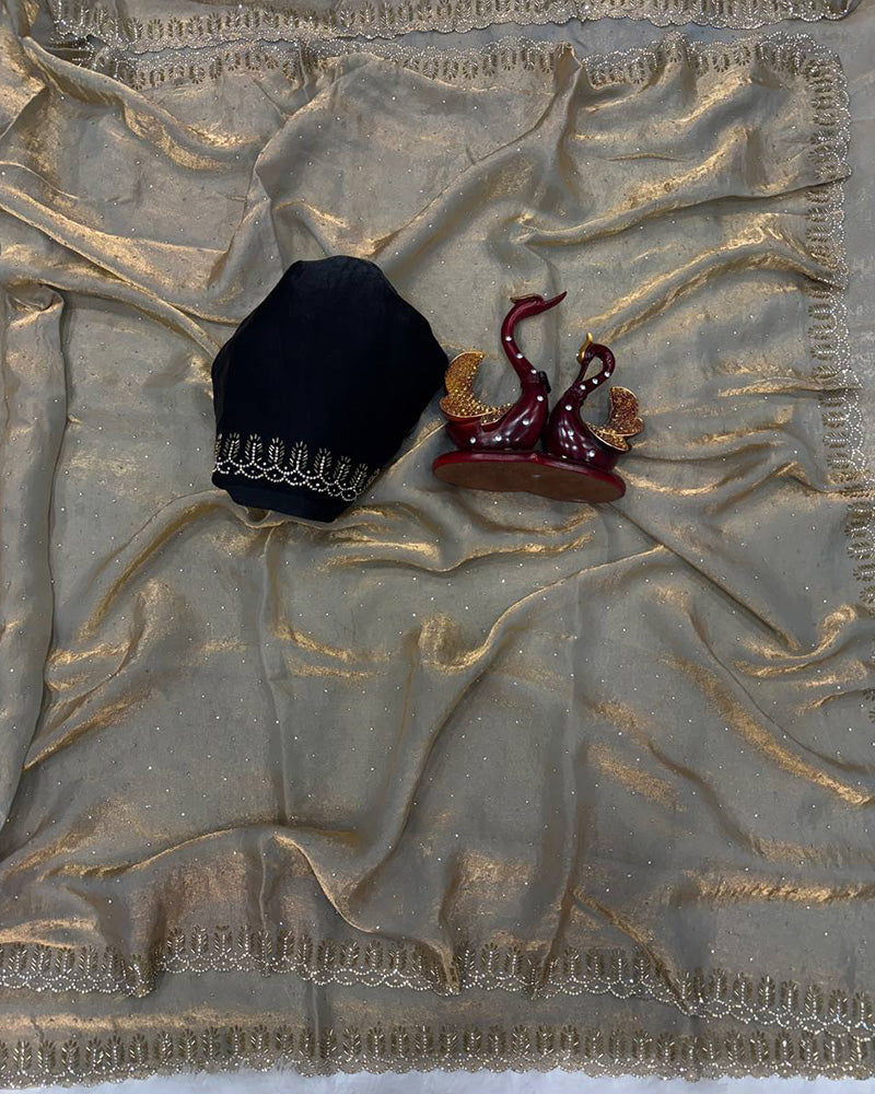 Lavender Color Space Silk Sequence Embroidered Saree