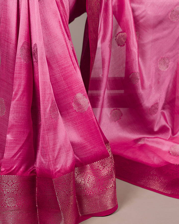 Pink Color Rumali Silk Zari Weaving Saree