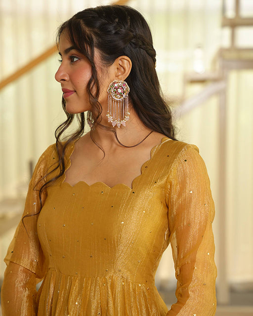 Yellow Color Salsa Silk Anarkali Suit