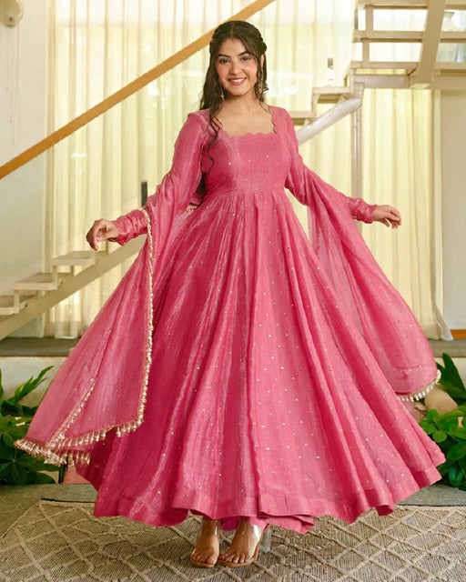 Pink Color Salsa Silk Anarkali Suit