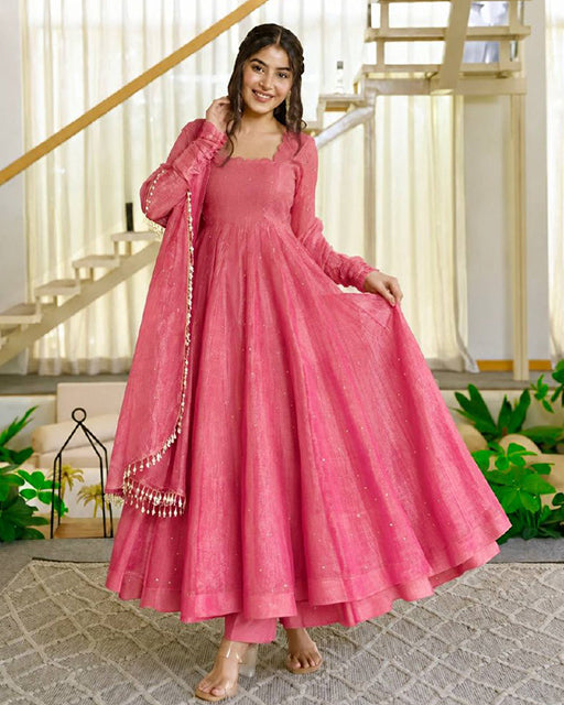 Pink Color Salsa Silk Anarkali Suit
