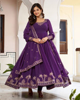 Royal Purple Color Georgette Sequence Embroidered Gown