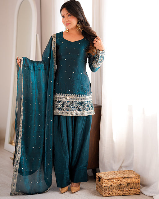Rama Color Fendi Silk Embroidered Suit