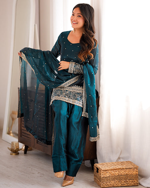 Rama Color Fendi Silk Embroidered Suit