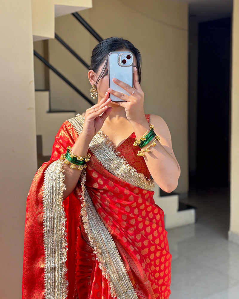 Red Color Banarasi Warm Silk Saree