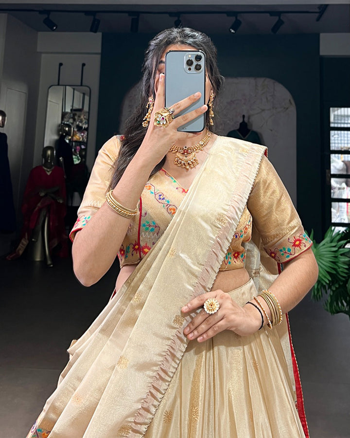 Designer Red Color Paithani Silk Lehenga Choli