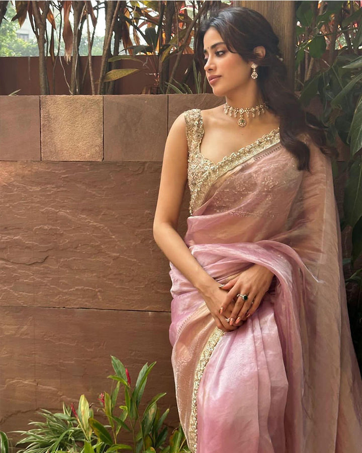 Jhanvi Kapoor Bollywood Inspired Tissue Saree