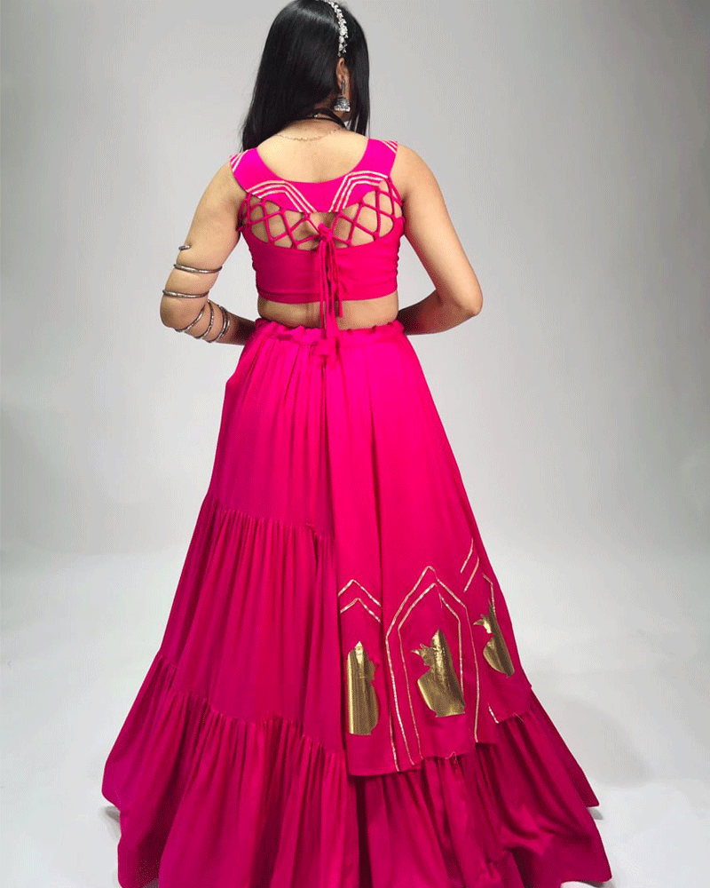 Four Color Beautiful Pure Rayon Cotton Navratri Lehenga Choli Set