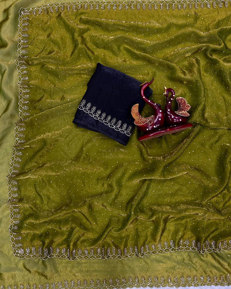 Lavender Color Space Silk Sequence Embroidered Saree