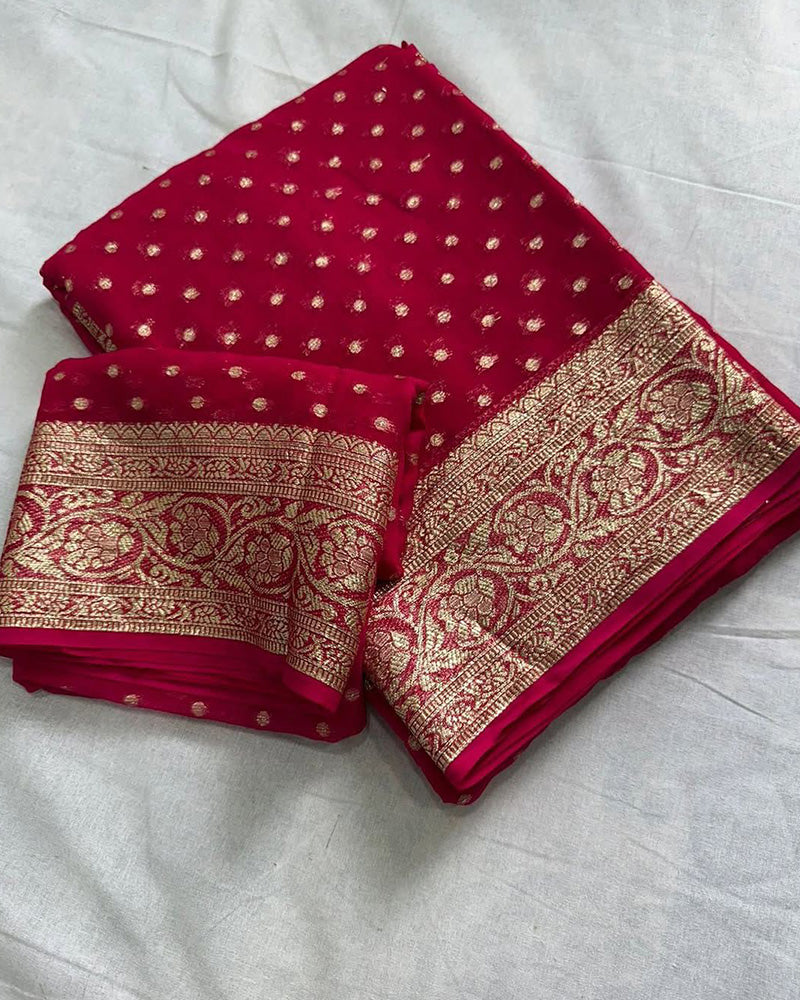 Orange Color Pure Viscose Georgette Saree