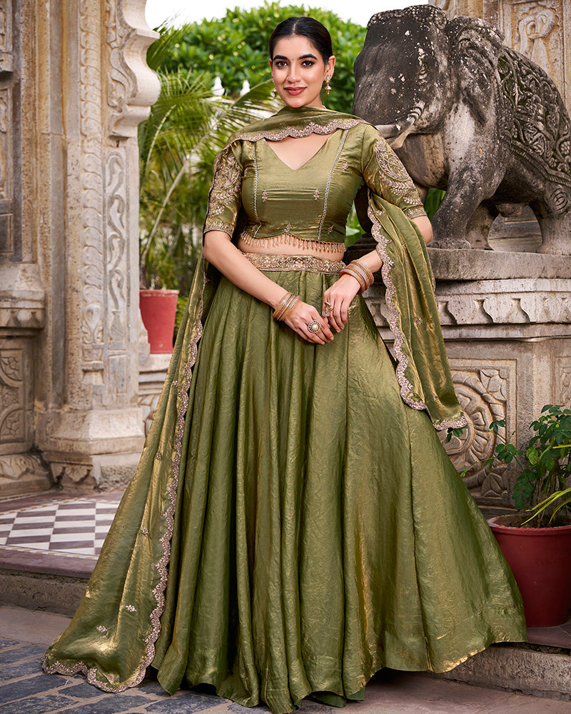 Mehndi Color Fendi Pastel Lehenga Choli