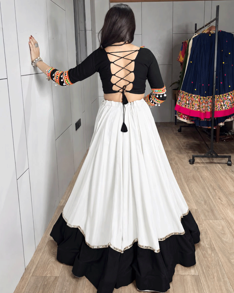 Four Color Rayon Cotton Navratri Lehenga Set