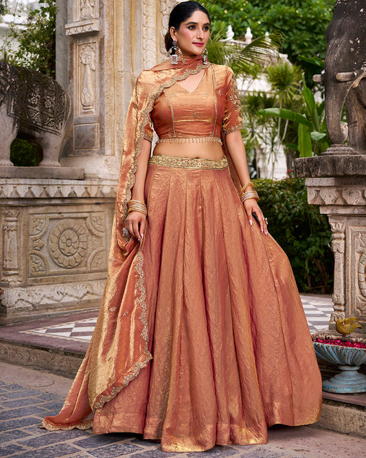 Rust Orange Color Fendi Pastel Lehenga Choli
