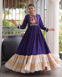 Three Color Rayon with Gamthi Work Navratri Gown