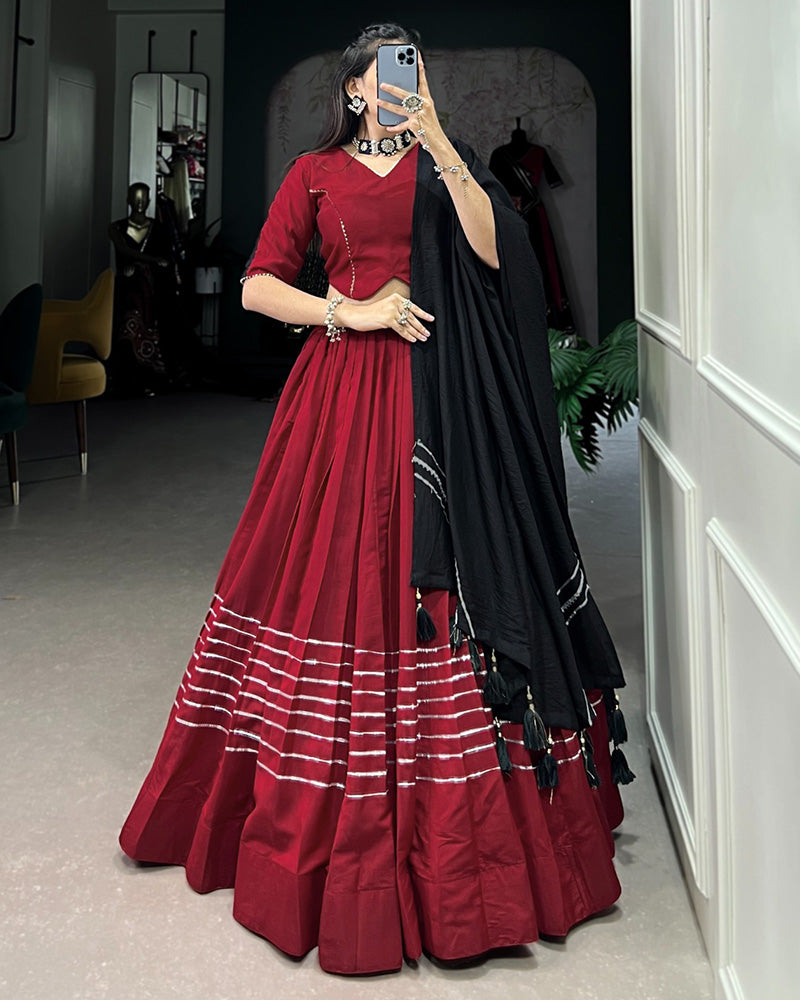 Maroon Color Polyester Viscose Chanderi Lehenga Choli