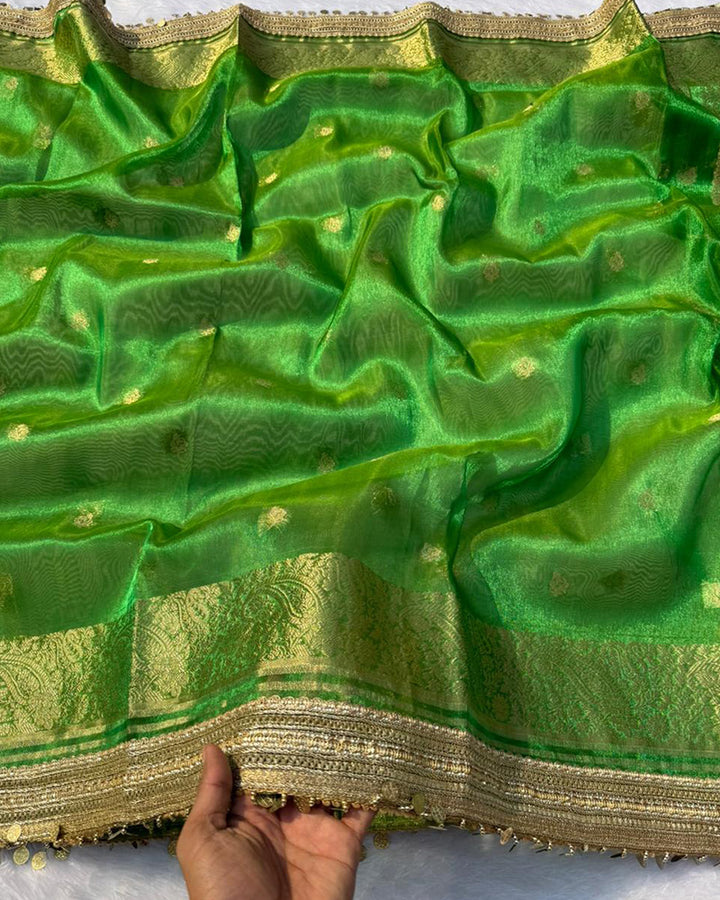 Classic Green Color Tissue Silk Saree