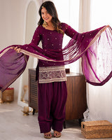 Wine Color Fendi Silk Embroidered Suit