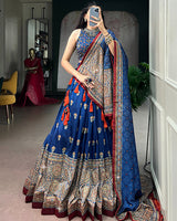 Blue Color Ajrak Prints Navratri Lehenga Choli