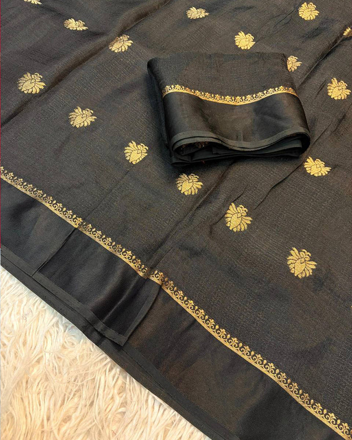 Black Color Viscose Soft Jute Khadi Saree