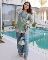 Sage Green Color Salasa Plazzo Suit