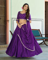 Designer Purple Color Chinon Embroidered Lehenga Choli