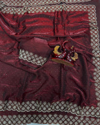 Grey Color Space Silk Embroidered Saree