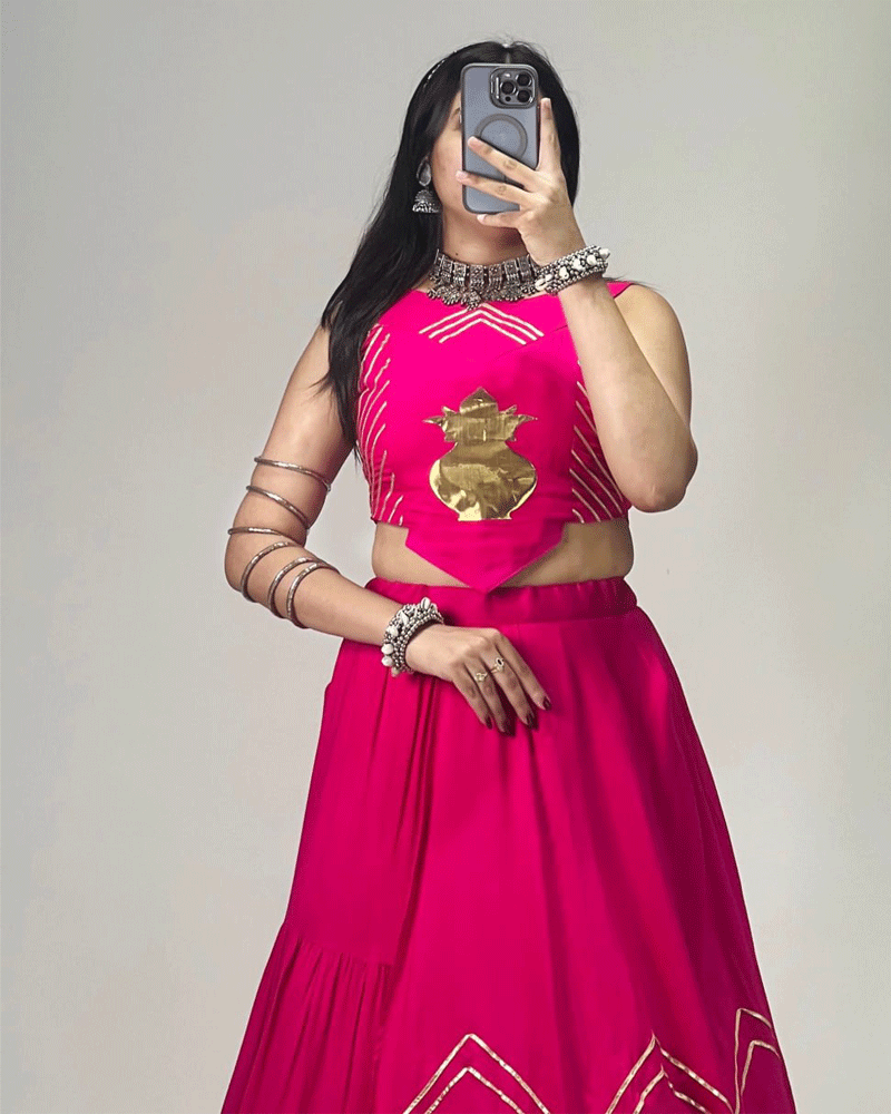 Four Color Beautiful Pure Rayon Cotton Navratri Lehenga Choli Set