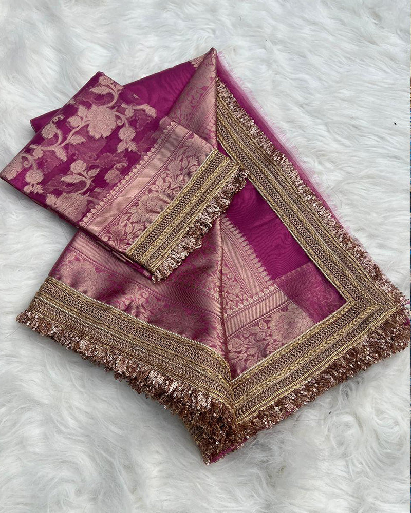 Pink Color Banarasi Tissue Silk Saree
