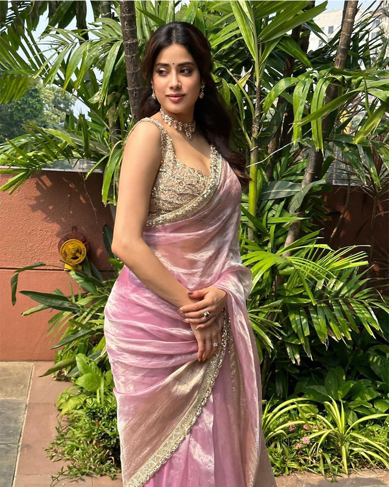 Jhanvi Kapoor Bollywood Inspired Tissue Saree